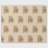 Maagd Mary Moeder Baby Jesus Flowers zonder blote  Cadeaupapier (Vlak)