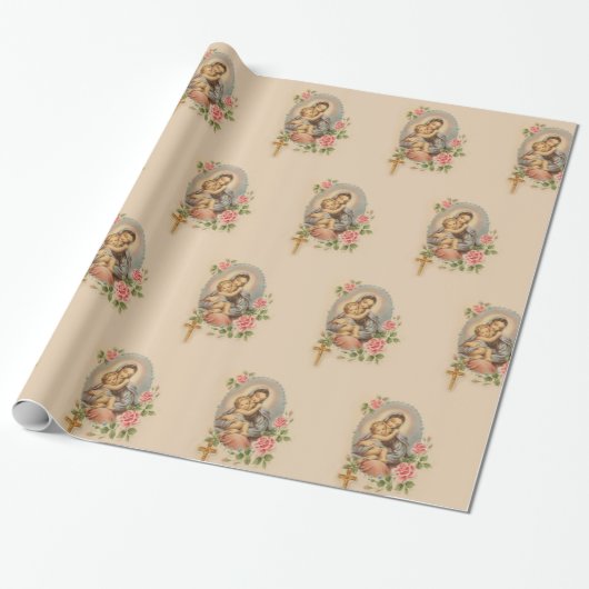 Maagd Mary Moeder Baby Jesus Flowers zonder blote  Cadeaupapier (Uitgerold)