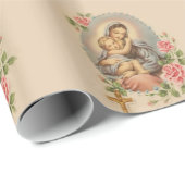 Maagd Mary Moeder Baby Jesus Flowers zonder blote  Cadeaupapier (Rol Hoek)