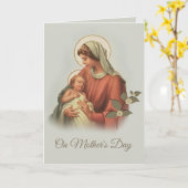 Maagd Mary Moeder Baby Jesus zonder blote maagd Kaart (Gele Bloem)