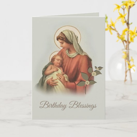 Maagd Mary Moeder Baby Jesus zonder blote maagd Kaart (Gele Bloem)