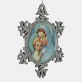 Maagd Mary Moeder Baby Jesus zonder blote maagd Tin Sneeuwvlok Ornament (Links)