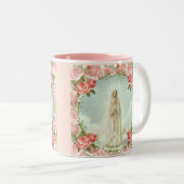 Maagd Mary Onze Vatima zonder blote voeten Tweekleurige Koffiemok (Voorkant rechts)