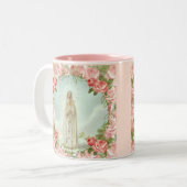 Maagd Mary Onze Vatima zonder blote voeten Tweekleurige Koffiemok (Voorkant links)