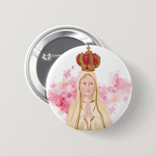 Maagd Mary - Onze Vrouwe Vatima - Christelijk Ronde Button 5,7 Cm (Voorkant /achterkant)