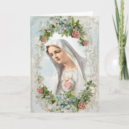 Maagd Mary Our Lady of Fatima Religious Floral C Kaart (Voorkant)