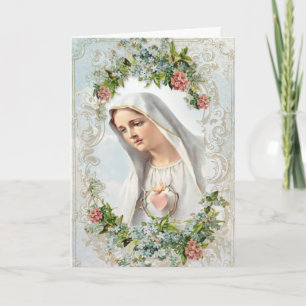 Maagd Mary Our Lady of Fatima Religious Floral C Kaart