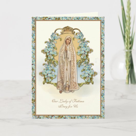 Maagd Mary Our Lady of Fatima Religious Floral C Kaart (Voorkant)
