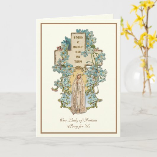 Maagd Mary Our Lady of Fatima Religious Floral Kaart (Gele Bloem)