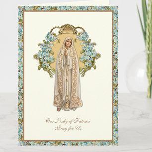 Maagd Mary Our Lady of Fatima Religious Floral Kaart