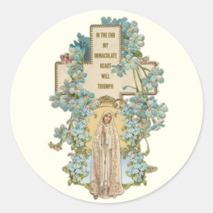 Maagd Mary Our Lady of Fatima Religious Floral Ronde Sticker
