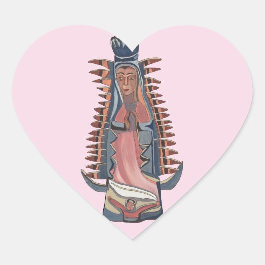  Maagd Mary Our Lady of Guadalupe schilderij Hart Sticker (Voorkant)