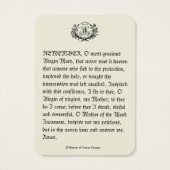 Maagd Mary Prayer Memorare Heilige Kaart, zonder b Visitekaartje (Achterkant)