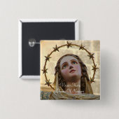 Maagd Mary Queen of Heaven Vierkante Button 5,1 Cm (Voorkant /achterkant)