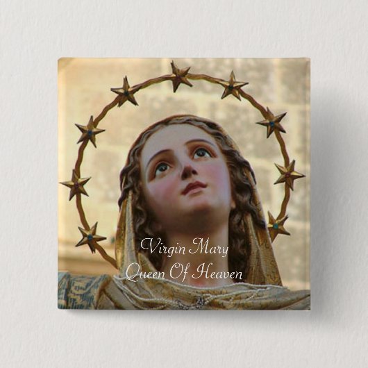 Maagd Mary Queen of Heaven Vierkante Button 5,1 Cm (Voorkant)