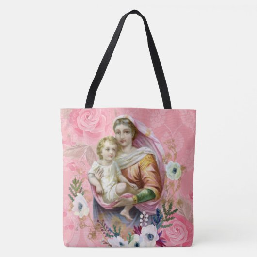Maagd Mary Religieuze Jesus Cross, zonder blote og Tote Bag (Voorkant)