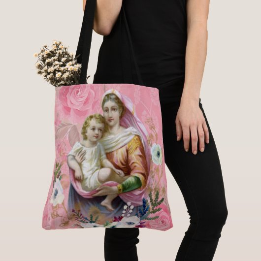 Maagd Mary Religieuze Jesus Cross, zonder blote og Tote Bag (Dichtbij)