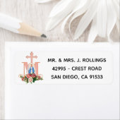 Maagd Mary Religieuze Katholieke Floral Rozen Etiket (Insitu)