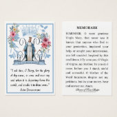 Maagd Mary Religieuze Katholieke Memorare Prayer Visitekaartje (Voorkant /achterkant)