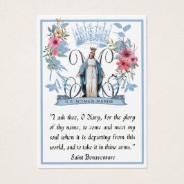 Maagd Mary Religieuze Katholieke Memorare Prayer Visitekaartje