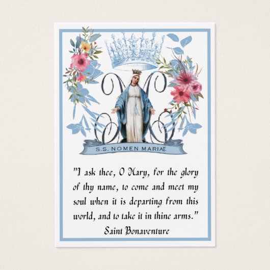 Maagd Mary Religieuze Katholieke Memorare Prayer Visitekaartje (Voorkant)
