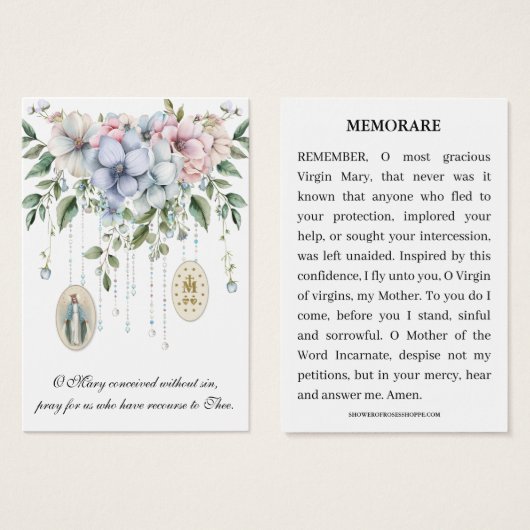 Maagd Mary Religieuze Katholieke Memorare Prayer Visitekaartje (Voorkant /achterkant)