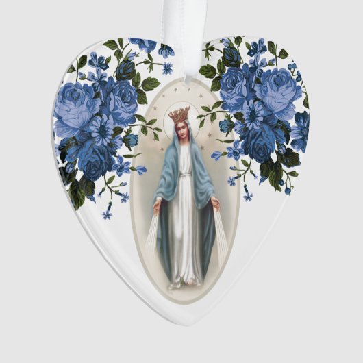 Maagd Mary Religieuze Rozen Foto Lace Ornament (voorkant)