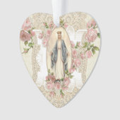 Maagd Mary Religieuze Rozen Lace Ornament (voorkant)