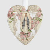 Maagd Mary Religieuze Rozen Lace Ornament (voorkant)