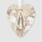 Maagd Mary Religieuze  Rozen Lace Ornament (voorkant)