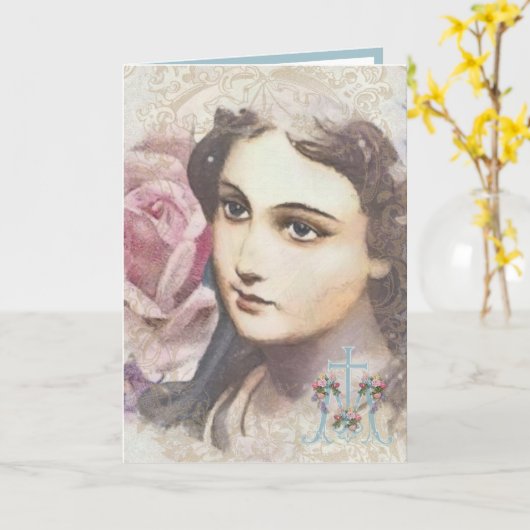 Maagd Mary Religieuze Waterverf Kruis Ca Kaart (Gele Bloem)