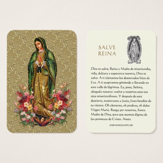 Maagd Mary Salve Reina, Spaans gebed Heilige Kaart (Voorkant /achterkant)