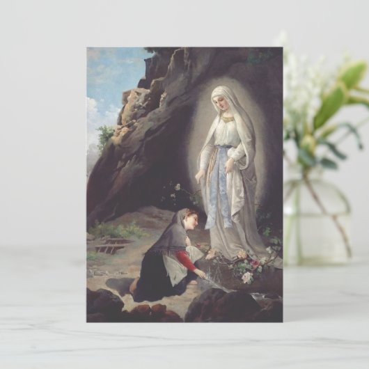Maagd Mary van Lourdes Feestdagenkaart (Staand voorkant)