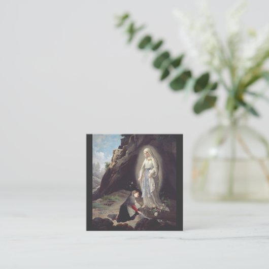 Maagd Mary van Lourdes Vierkante Visitekaartje (Staand voorkant)