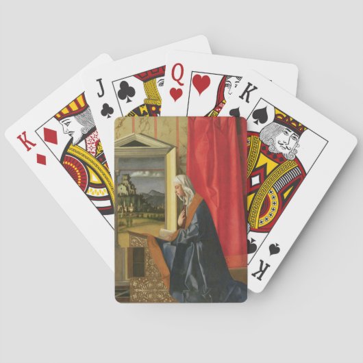 Maagd Mary, van The Annunciation diptych (olie op Speelkaarten (Achterkant)