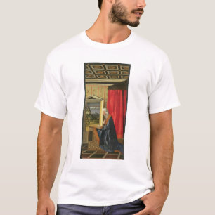 Maagd Mary, van The Annunciation diptych (olie op T-shirt
