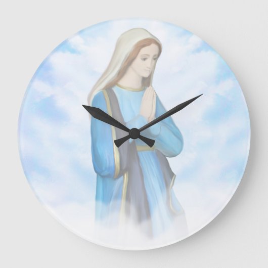 Maagd Mary Wall Clock zonder blote maagd Grote Klok (Voorkant)