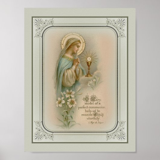 Maagd Mary zonder blote ogen die de eucharist bew Poster (Voorkant)