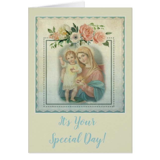  Maagd Mary zonder blote ogen met Baby Jezus (Voorkant)