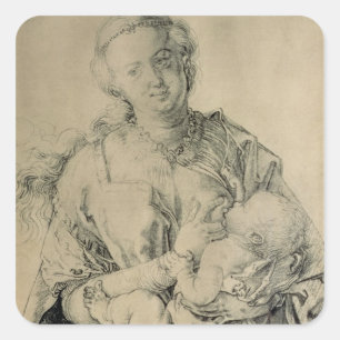 Maagd Mary zuigt het Christuskind, 1512 Vierkante Sticker