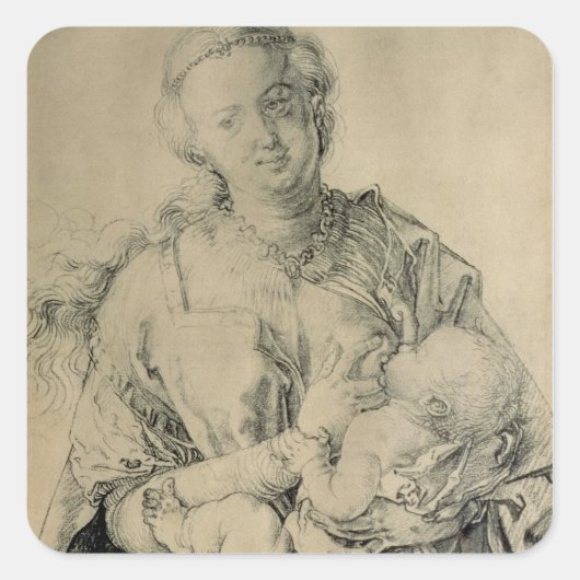 Maagd Mary zuigt het Christuskind, 1512 Vierkante Sticker (Voorkant)