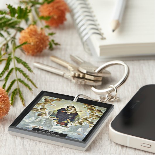 Maagd met Engelen Bouguereau Sleutelhanger (Voorkant Rechts)