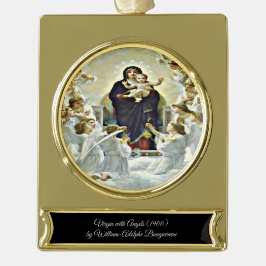 Maagd met Engelen Bouguereau Verguld Banner Ornament (Voorkant)