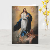 MAAGD MET ENGELEN RENAISSANCE SCHILDERIJ KAART (Gele Bloem)