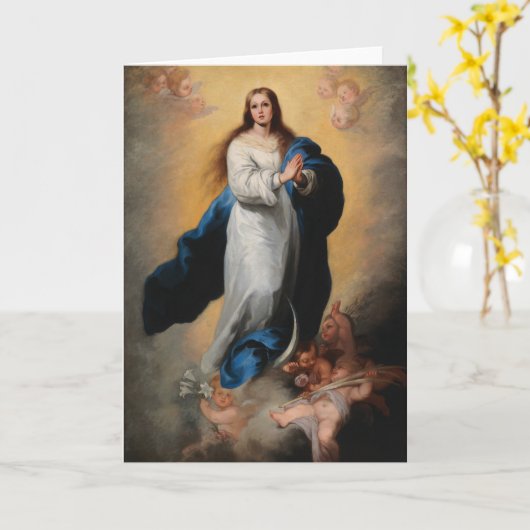 MAAGD MET ENGELEN RENAISSANCE SCHILDERIJ KAART (Gele Bloem)