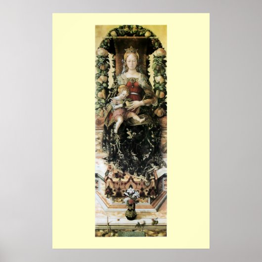 MAAGD MET KIND, blauw zwart Poster (Voorkant)