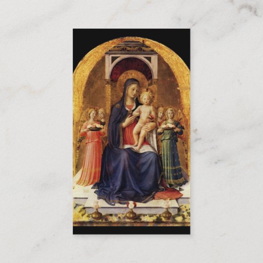 MAAGD MET KIND EN ENGELEN ,Goud Zwart Visitekaartje (Achterkant)