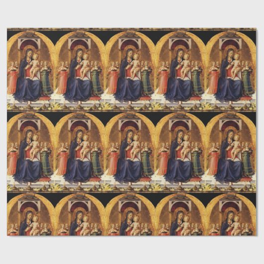 MAAGD MET KIND EN ENGELEN Kerstmis Cadeaupapier (Vlak)