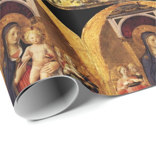 MAAGD MET KIND EN ENGELEN Kerstmis Cadeaupapier (Rol Hoek)