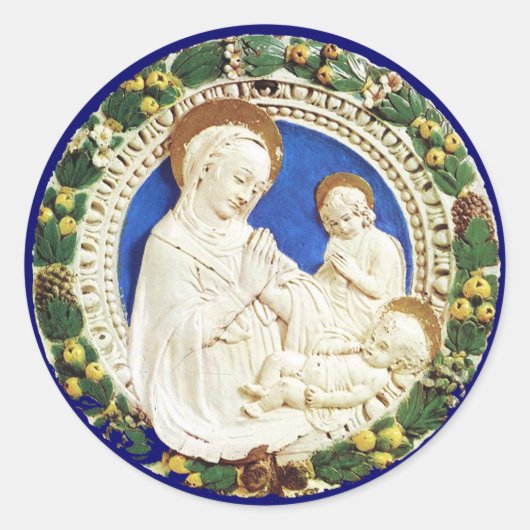 MAAGD MET KIND, Floral Christmas Crown Ronde Sticker (Voorkant)